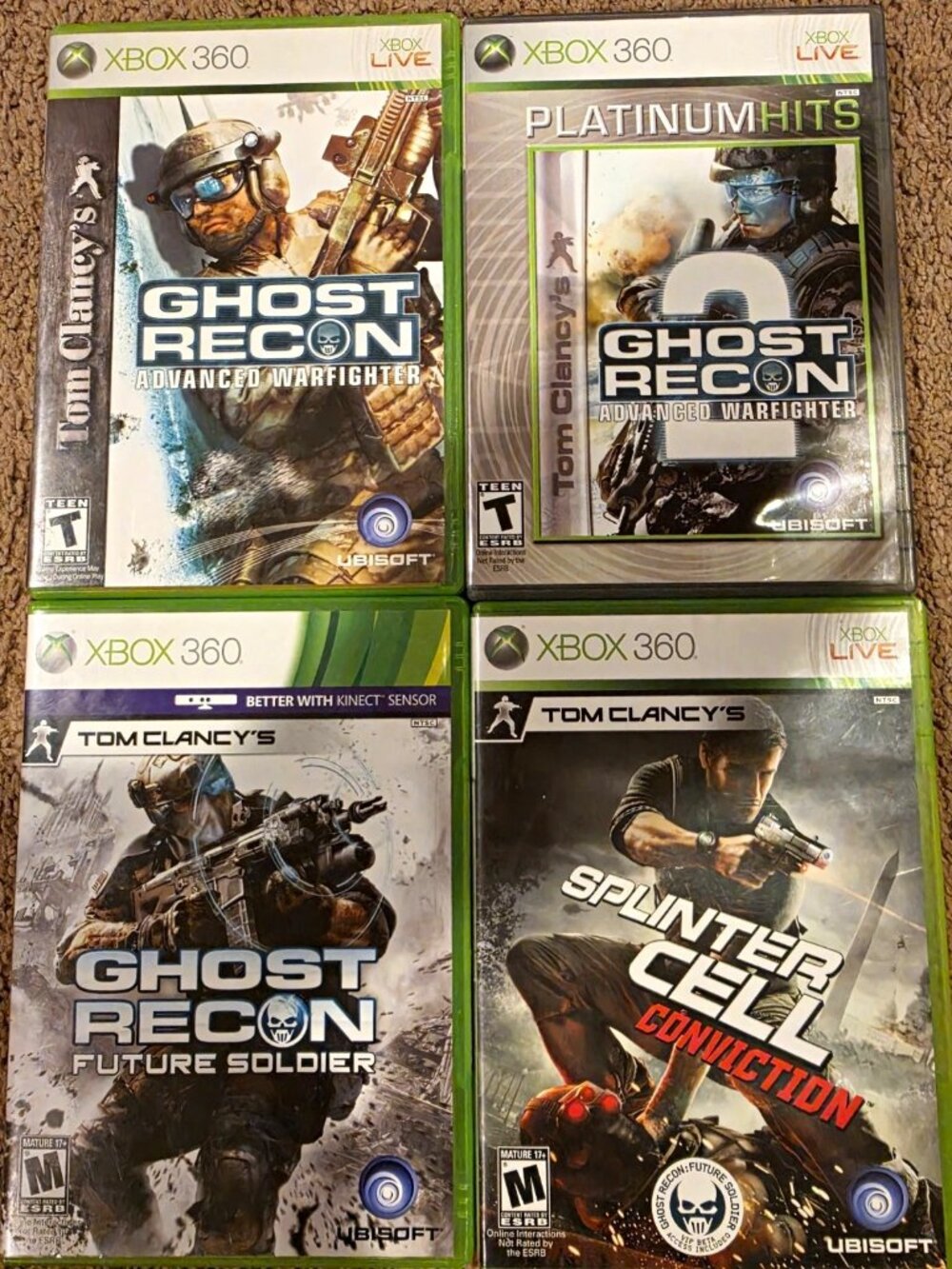 Xbox 360 Tom Clancy Ghost Recon Lot & Splinter Cell Game (4 Games) NTSC-U/C